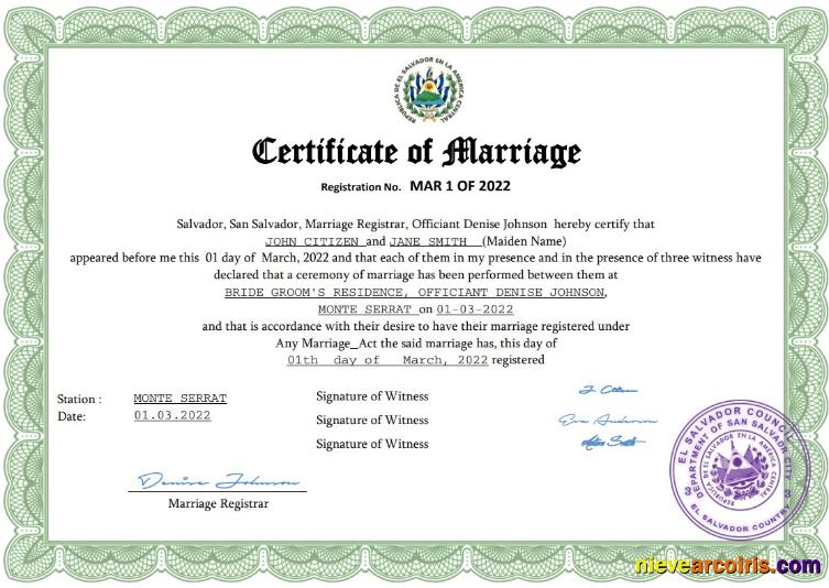 Salvador marriage certificate